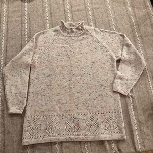 Vintage Stefano International Speckled Knit Sweater with Floral Hem‎ Size M